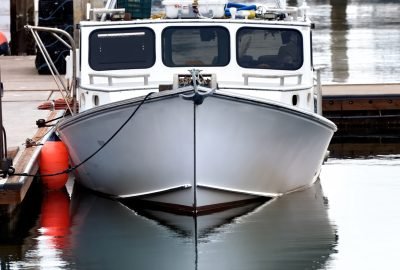 A moored boat in the seaport of San Diego